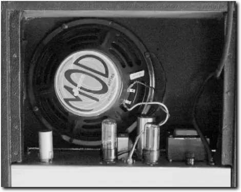 Interior amplificador de guitarra a valvulas.