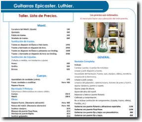 Lista de Precios de taller.