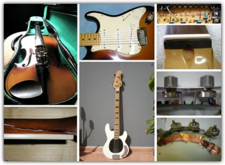 Violín, bajo y guitarra.